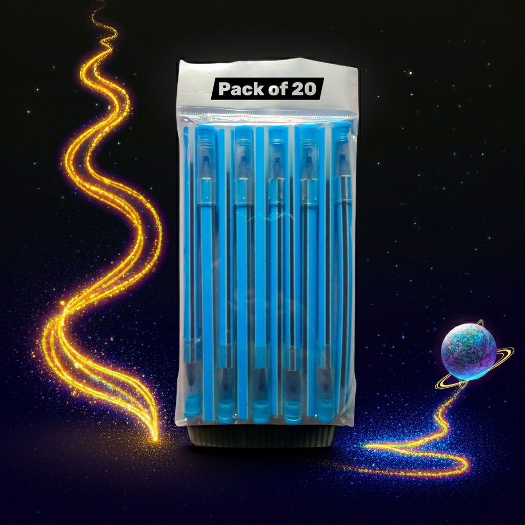 DumSum Ball Pen - BLUE | Ball Point Pen Set With Comfortable Grip ink is very smoothly to write | Pens For Writing | School and Office Stationery | Pens For Students (Pack of 20)