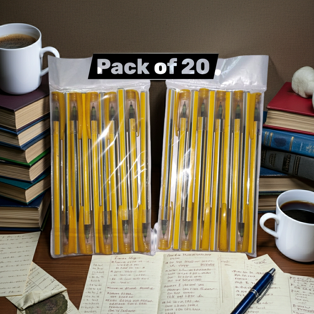 DumSum Ball Pen - BLUE | Ball Point Pen Set With Comfortable Grip ink is very smoothly to write | Pens For Writing | School and Office Stationery | Pens For Students (Pack of 20)